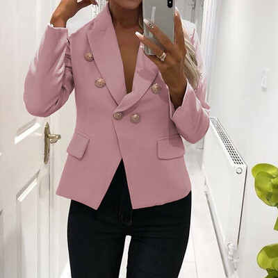 

New Arrival Autumn Fashion Women Suit Jacket Coat Long Sleeve Solid Color Button Up Cardigan Tops