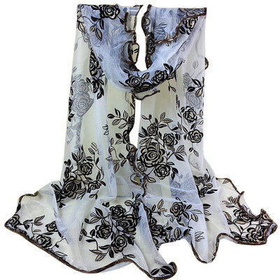 

Gobestart Women Lady Flower Printing Lace Scarf Long Soft Wrap Shawl Stole Pashmina