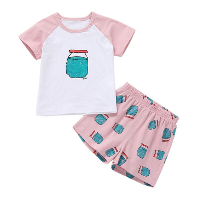 

Children Summer Clothes Cotton Short Sleeve Boys Clothes Tops Shorts 2PCS Baby Body Suit Cartoon kids Girls Clothes Set