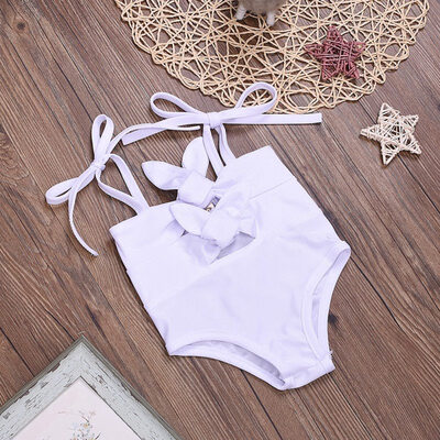

Baby Girl One Piece Swimsuit Solid Print Swimwear Strap Sunsuit Summer Beachwear Outfit