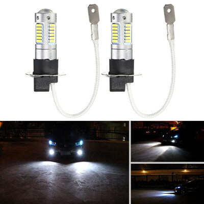 

2x H3 6000K White 30-SMD 4014 LED High Power Bulb DRL Fog Light Driving Lamp 12V