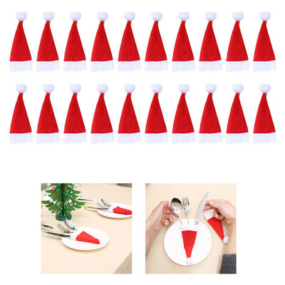

Tailored 20pcs Christmas Decorative Tableware Fork Set Christmas Hat Storage Tool