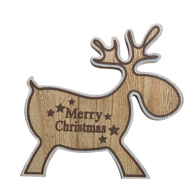 

Merry Christmas Printed Wooden Reindeer Figurines Holiday Desktop Decoration Ornaments Kids Gift Home Party Decor Supplies
