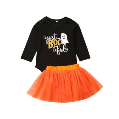 

Baby Girl My 1st Halloween Fancy Pumpkins Romper Tutu Tulle Skirt Outfit Clothes