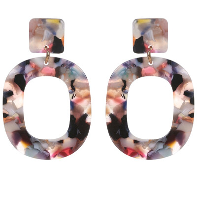 

Fashion Big Geometric Tortoiseshell Dangle Earrings For Women Colorful Acrylic Drop Earring Party