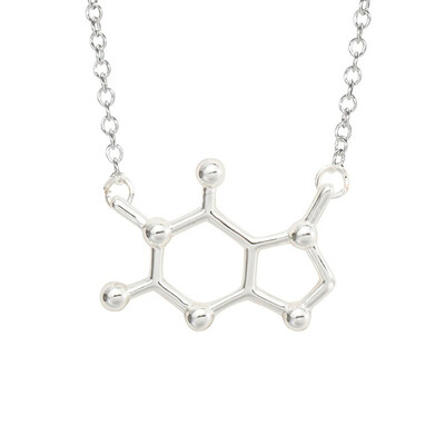 

New Simple Caffeine Molecule Necklace Structure Chemistry Women&Men Necklace Small Pendant Long Chain Necklace