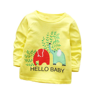 

Casual Boys Girls Autumn Spring Cartoon Cotton T-shirt Children Clothes Baby Long Sleeve Tops Tees Blouse