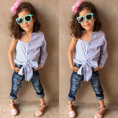 

Toddler Kids Girls Summer Off-shoulder Casual T-shirt Long Sleeve Blouse Tops