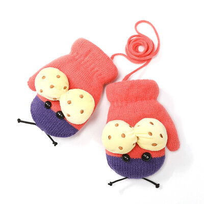 

Winter Childrens Knitted Warm Halter Gloves Ladybug Shape Soft Gloves