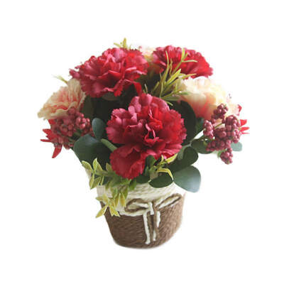 

Mothers Day Carnation Flower Bonsai Artificial Rattan Woven Flower Basket Gifts Decro