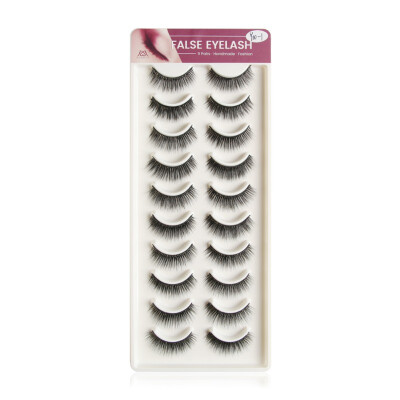 

10pairs False Eyelashes Natural Curling Slender Handmade 3d Fake Eye Lashes Makeup Tools
