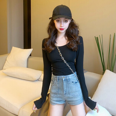 

New Sexy Autumn Winter Basic Women T Shirt Tight Slim Solid Color Long Sleeve Casual Simple Wild T-Shirt Bottoming Tee Tops