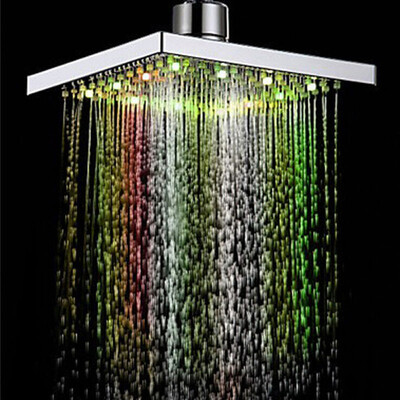 

〖Follure〗LED Auto Changing Shower Square Head Light Rain Water 26Home Bathroom 7 Colors