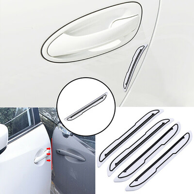 

4pcs Car White Door Edge Anti Collision Guard Strip Protector Decor Replacement