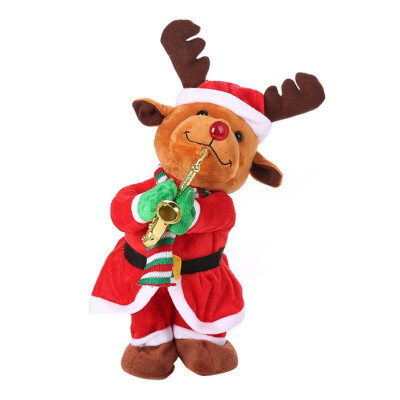 

Cute Electric Santa ClausSnowman Doll with Music Sway Saxophone Christmas Foyer Decoration Trumpet Singing Dancing Electric Toy