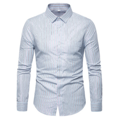 

Toponeto Men Striped Splicing Pocket Long Sleeve Shirt Fashion Long Sleeve Blouse Top