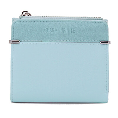 

Women Thin Solid Color Zipper Foldable Short Wallet Purse Cash Card Coin Holder