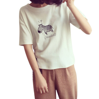 

Cartoon Zebra Print Female T Shirt Harajuku T-Shirts Women 2018 New Summer Short Sleeve O-Neck Casual Clothing Punk Tee Tops