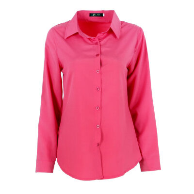 

Womens Ladies Slim Fit Long Sleeve Cotton Casual Blouse Shirt Top Fashion Blouse