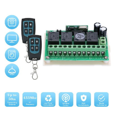 

DC 12V 4CH Channel 433Mhz Wireless RF Switch Long Range Wireless Remote Control Switch DC12V RF Relay Receiver Module Transmitter