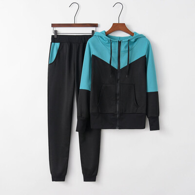 

Tailored Women Solid Color Hooded Sweatshirt&pant Tracksuit Sport Suit