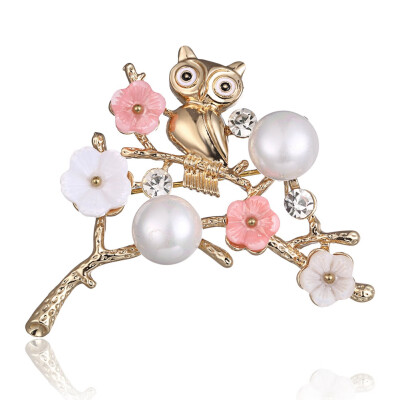 

Fashion Scarf Bijoux Jewelry Simulated Pearls Brooches Clip Owl Flowers Brooch Pins Wedding Statement