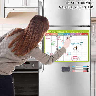 

Kitchen Magnetic Refrigerator Dry Erase Calendar Monthly Planner Whiteboard Message Organizer for Kitchen Fridge 4230CM