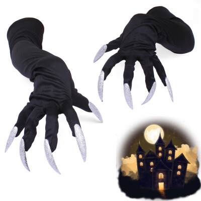 

Siaonvr Halloween Costume Gloves with Nails Fingernails Gloves Claws Party Funny toys