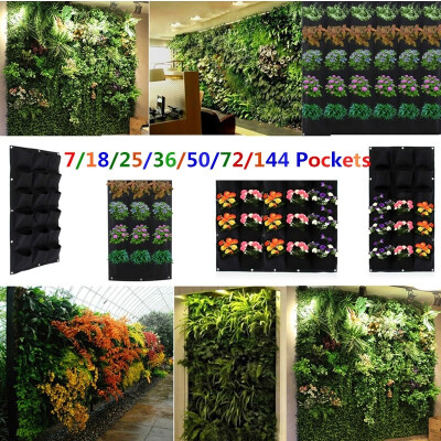 

71825365072144 Pockets Wall Hanging Planting Bags Green Grow Bag Planter