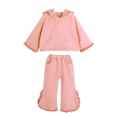 

2019 Autumn Baby Girls Cute Long Flare Sleeve Hoodie Sweatshirt TopsPants Trouser Costume Set