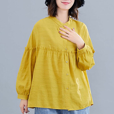 

Tailored Women Retro Literary Casual Long Sleeve Tops Blouse Ladies Autumn Casual Shirt