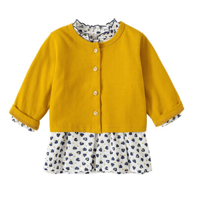 

Spring Casual Baby Girls Heart Print Long Sleeve Princess Dress Cotton Knitted Coat Kids Toddler Casual Outfits Set