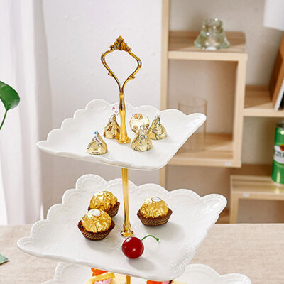 

Three-Layer Dried Fruit Ceramic Plate Cake Stand Afternoon Tea Dessert Dessert Plate Dessert Stand