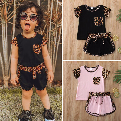 

Toddler Kid Baby Girl Leopard Tops Shirt Short Pants Outfit Clothes Set 2PCS