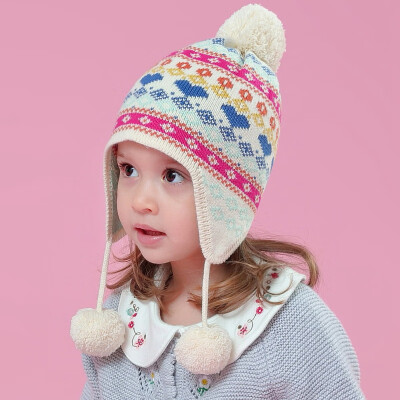 

0-8Y Childrens Autumn Winter Love Jacquard Earmuffs Knitted Pullover Cap Keep Warm Baby Boy Girl New Cap