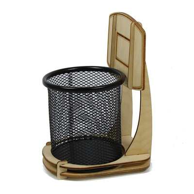 

Pen Holder Basketball Stand Mesh Pencil Holder Metal Pen Organizer Round Padded Base Black for Desk Office