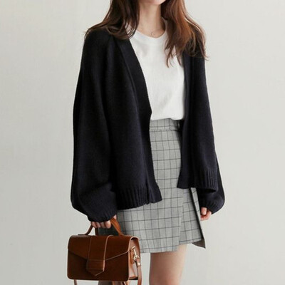 

sweater Women Knitted Cardigan 2019 Spring Autumn Simple Solid Straight Loose Clothing Sweater Fashion Cardigan for Female