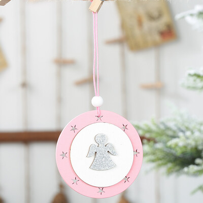

1Pcs New Christmas Decoration Pink Angle Elk Wooden Star Hanging Pendant Creative Christmas Tree Ornaments Hanging Gifts