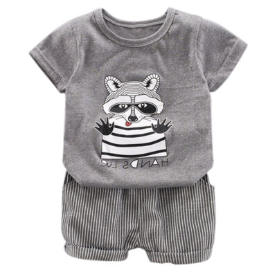 

Summer Baby Boy Clothes Animal Cartoon New Clothing Set Short Sleeve Cartoon Animal Print T-shirt TopsShorts Costume Set