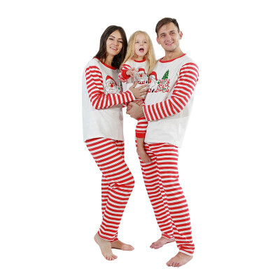 

Christmas Family Parent-child Suit Stripes Printing Home Service Cotton Soft Two-piece Pajamas Children Clothing Red 120