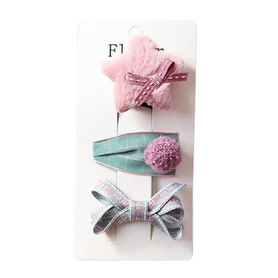 

3 Pieces Set Children Handmade Bow Hair Clip Baby Girls Hair Ring Cloth Fabric Hair Accessories 1-12Y