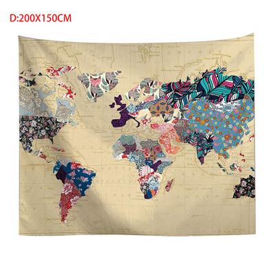 

Toponeto Vintage World Map Wall Tapestries Hanging Hippie Tapestry Bedspread Yoga Mat New