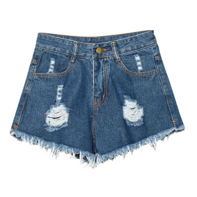 

New Fashion Sexy Women High Waist Jeans Causal Ripped Hole Denim Jeans Shorts Fraying Edges Short Pants Plus Size