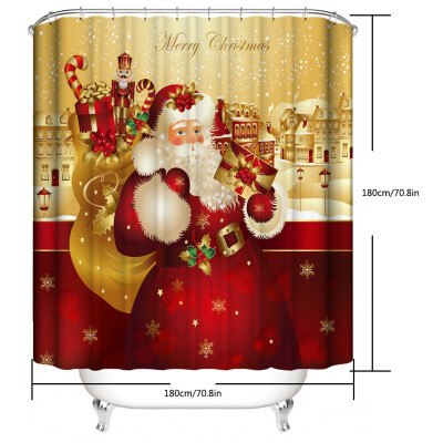 

Christmas Festival Polyester Wear-resistant Thicken Waterproof Bathroom Shower Curtain Christmas Decorations For HomeHF
