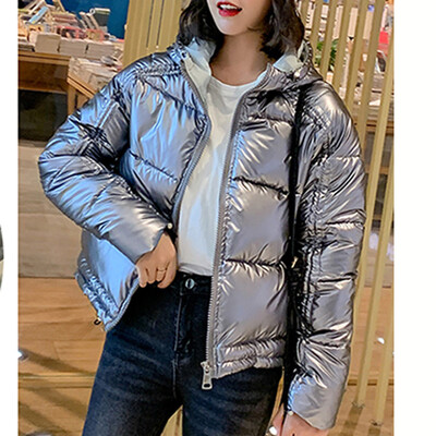 

Tailored Fashion Women Winter Warm Hooded Cotton Winter Jacket Solid Long-Sleeved Coat