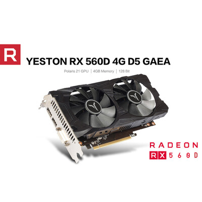 

Yeston RX560D-4G D5 GAEA Graphics Cards Dual Fan Cooling 4GB Memory GDDR5 128bit DP HDMI DVI-D GPU Enhanced Heatsink