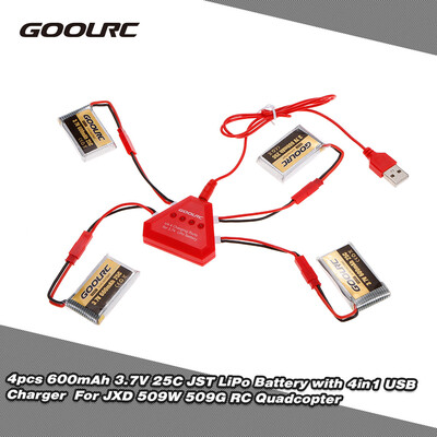 

Romacci 4pcs Goolrc 400mah 37v 25c Lpo Batery with 4 in 1 U4 Usb Charger for T37 Mini Jjrc H37 Mini Rc Quadcopter