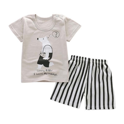 

Summer Baby Boys Girl Short Sleeve Cartoon Print Tops T-shirt Shorts Toddler Casual Outfits Sets Fashion Set