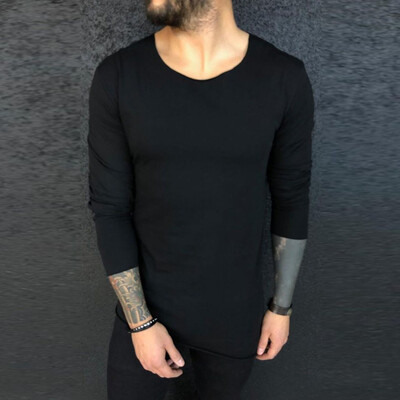 

Toponeto Mens New Style Fashion Sports Pure Long-Sleeved Round-Necked Top Blouse