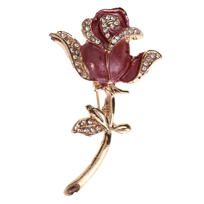 

3 PCS Red Purple White Rose Flower Brooch Garment Accessories Wedding Bridal Jewelry Crystal Brooches For Women